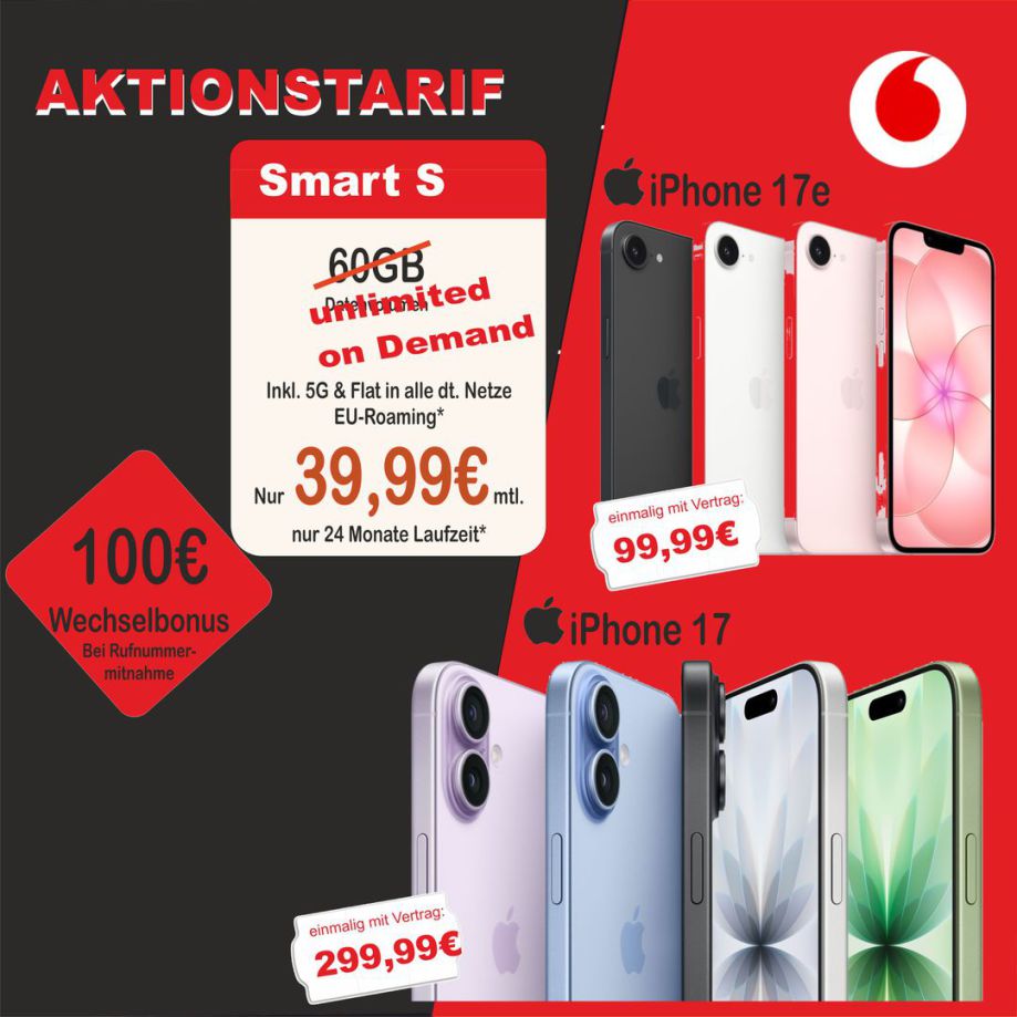 Vodafone unlimited iphone 17 iphone 17e